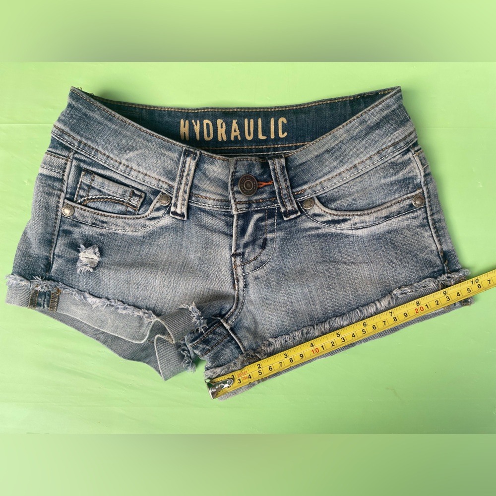 LOW RISE VINTAGE HYDRAULIC Women's Distressed Denim Shorts SIZE 0 JUNIORS - Picture 7 of 12